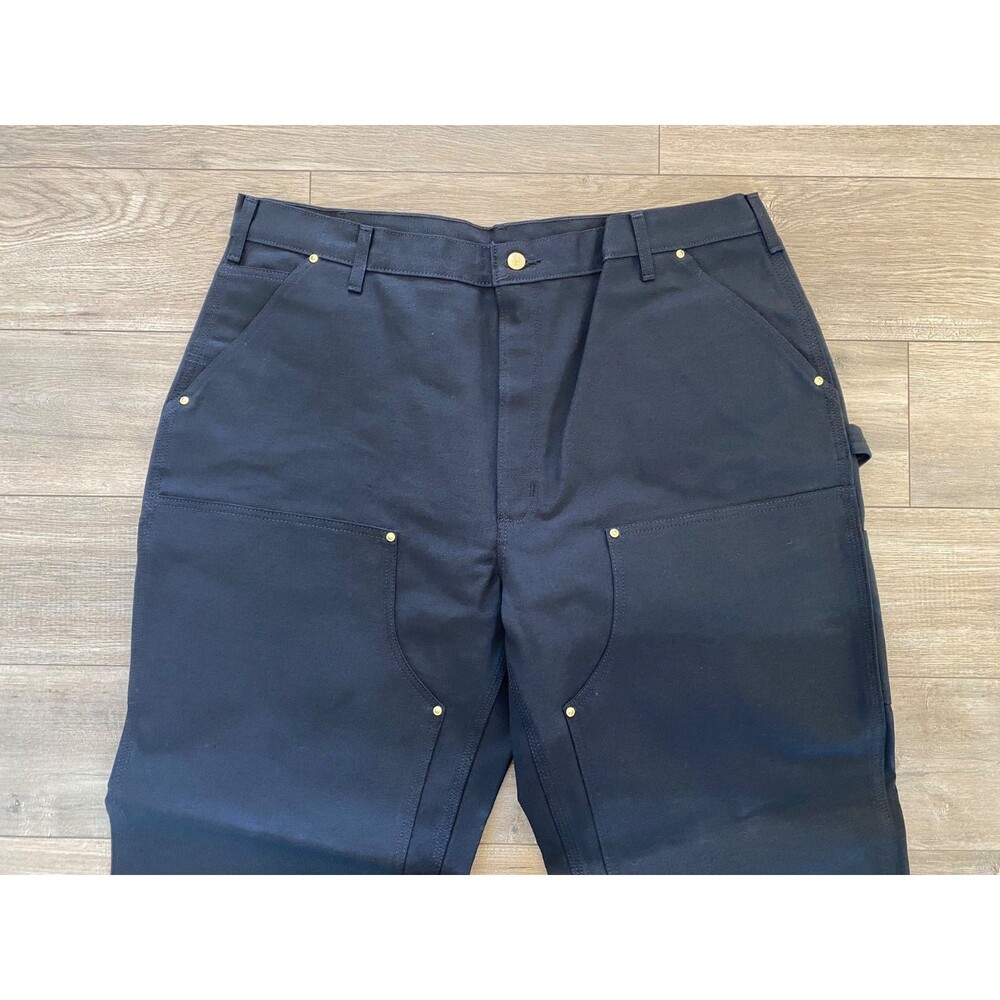 Carhartt B-01 Mens 42x32 Duck Double-Front Knee Black Work Dungaree Pants - Picture 4 of 11